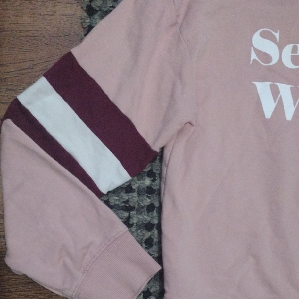 Arizona Jean Company Vintage Pink and Maroon Crew Neck Sweater - Picture 4 of 9